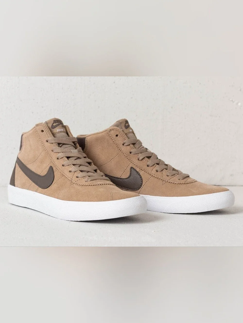 Nike SB Bruin Hi High Suede • Khaki Ridgerock Brown Blazer Women Shoes Size 7.5